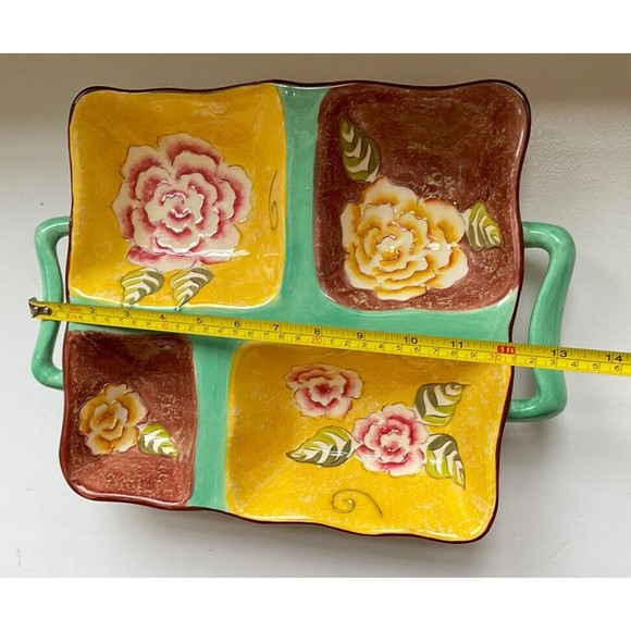 Rommel Nueva for Saparna Divided Side Serving Dish/Vegetable Platter Vintage. - Picture 8 of 9